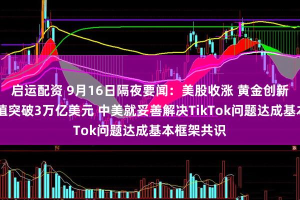 启运配资 9月16日隔夜要闻:美股收涨 黄金创新高 谷歌市值突破3万亿美元 中美就妥善解决TikTok问题达成基本框架共识