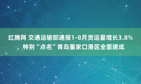 红腾网 交通运输部通报1-8月货运量增长3.8%,特别“点名”青岛董家口港区全面建成