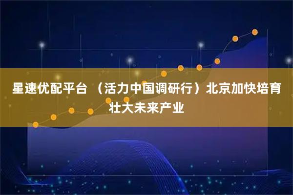 星速优配平台 （活力中国调研行）北京加快培育壮大未来产业